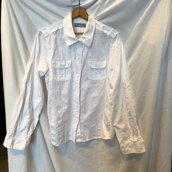 Liz Claiborne Button Down Blouse White Large NWOT - Picture 1 of 12